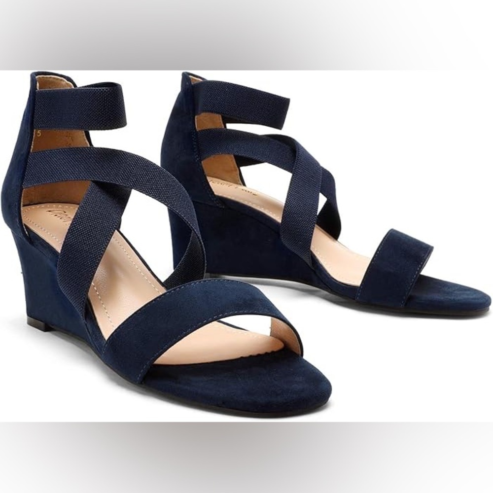 Dream Pairs Navy Wedge Sandals